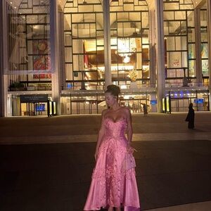 theia couture Elegant Pink Strapless Evening Dress